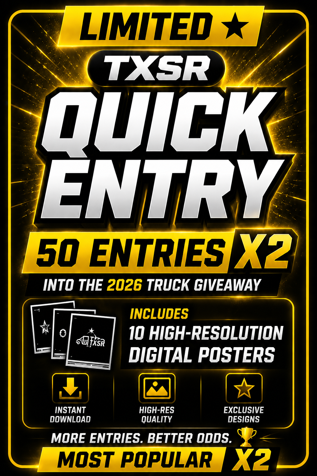 TXSR 2026 Limited Package - 50X2 =100 Entries