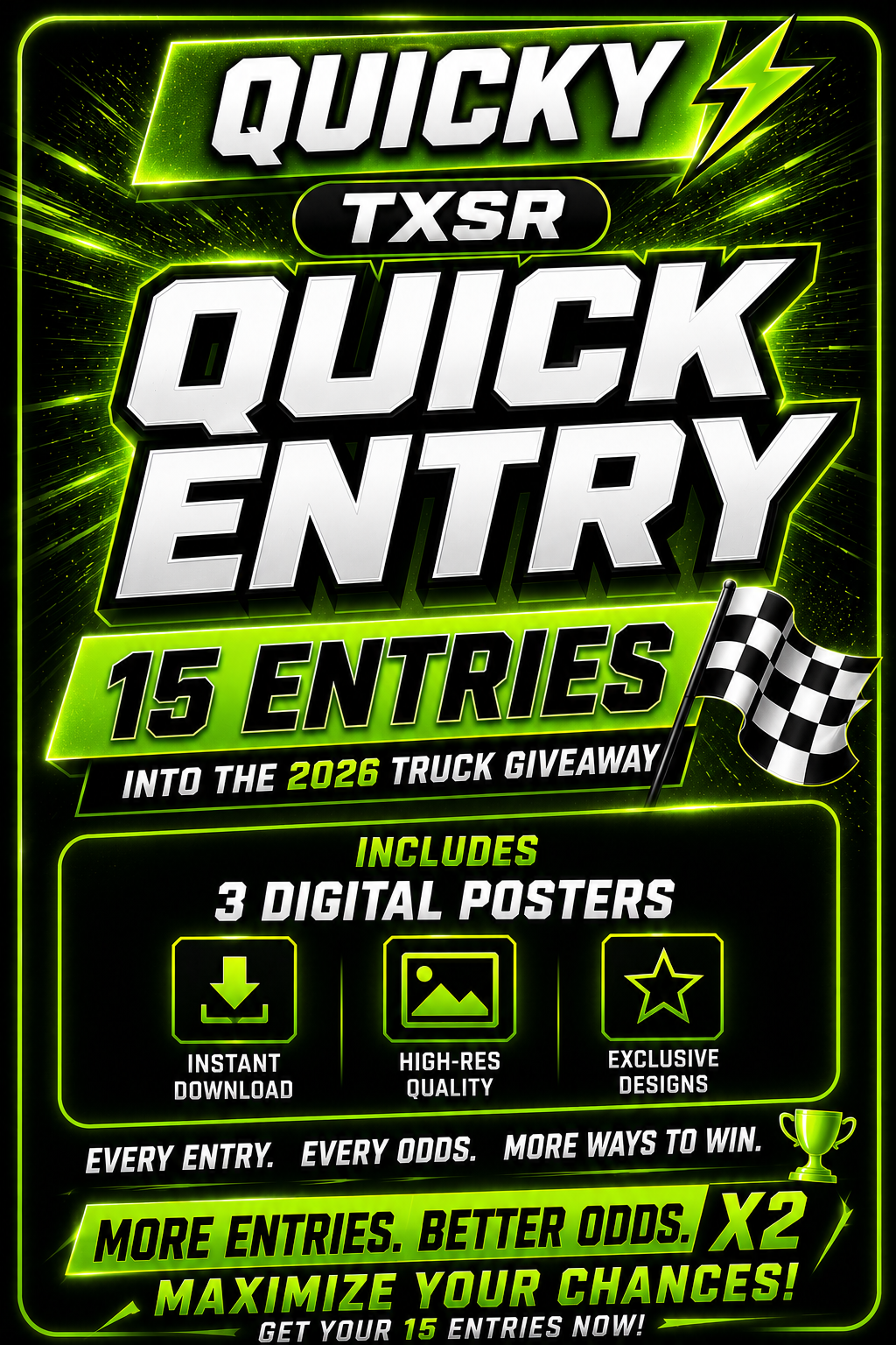 TXSR 2026 Quicky Package - 15X2 = 30 Entries